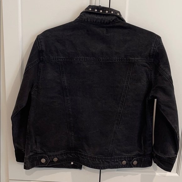 Faded grey/black studded denim jacket - Picture 4 of 4